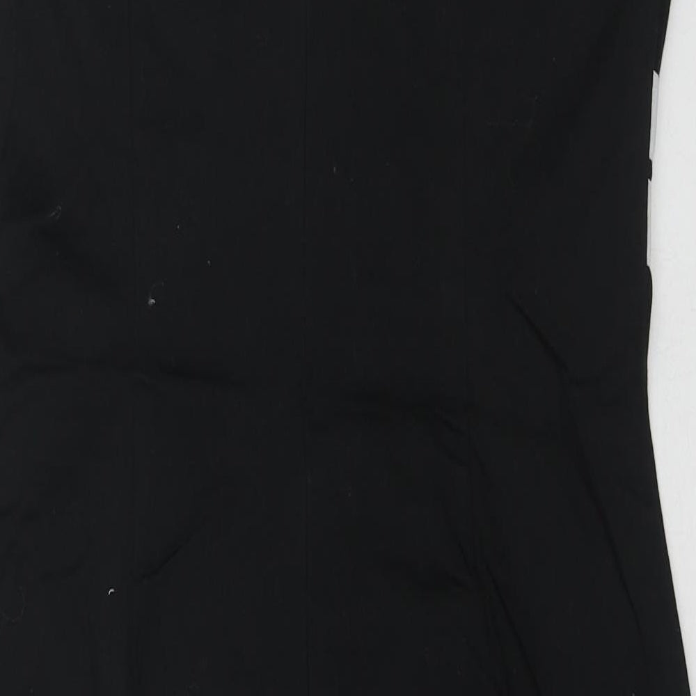 Wallis Womens Black Cotton Shift Size 14 Round Neck Zip