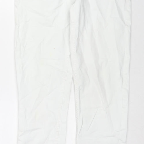 Marks and Spencer Womens White Cotton Straight Jeans Size 14 L29 in Regular Zip