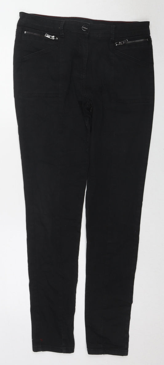 NEXT Womens Black Cotton Skinny Jeans Size 12 L30 in Regular Zip
