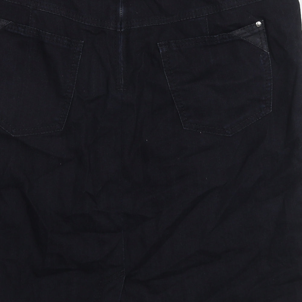 Gerry Weber Womens Blue Cotton Straight & Pencil Skirt Size 14 Zip