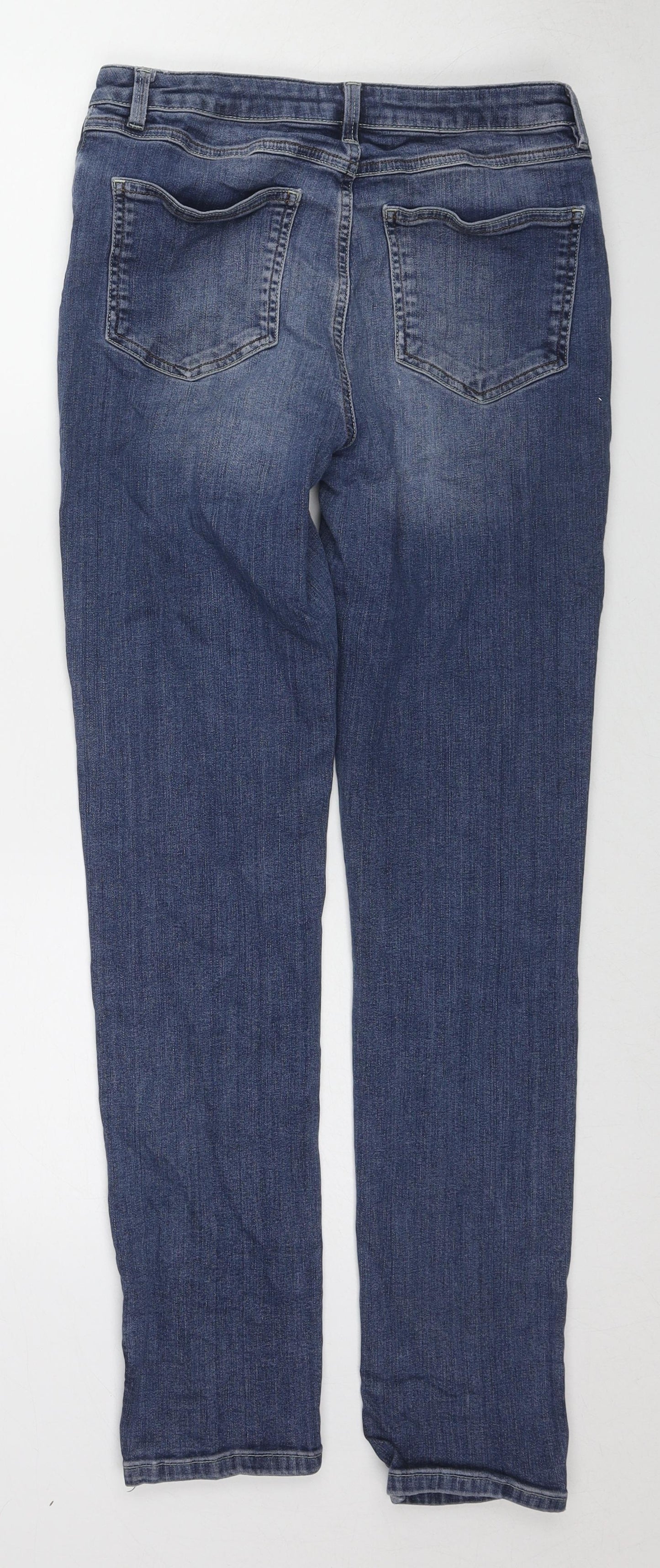 Mint Velvet Womens Blue Cotton Straight Jeans Size 12 L29 in Regular Zip