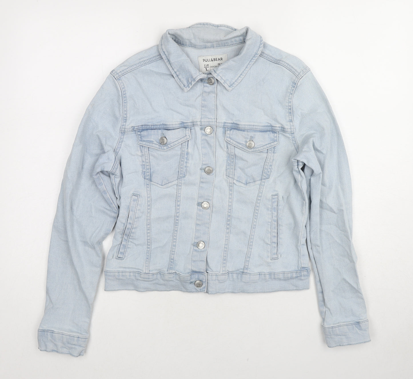 Pull&Bear Womens Blue Jacket Size L Button