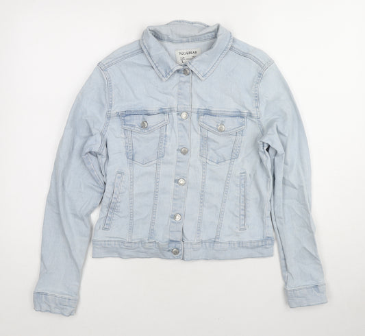Pull&Bear Womens Blue Jacket Size L Button