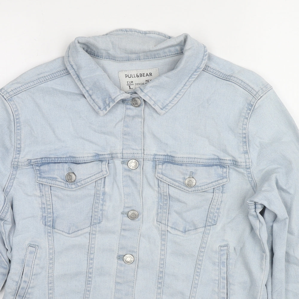 Pull&Bear Womens Blue Jacket Size L Button