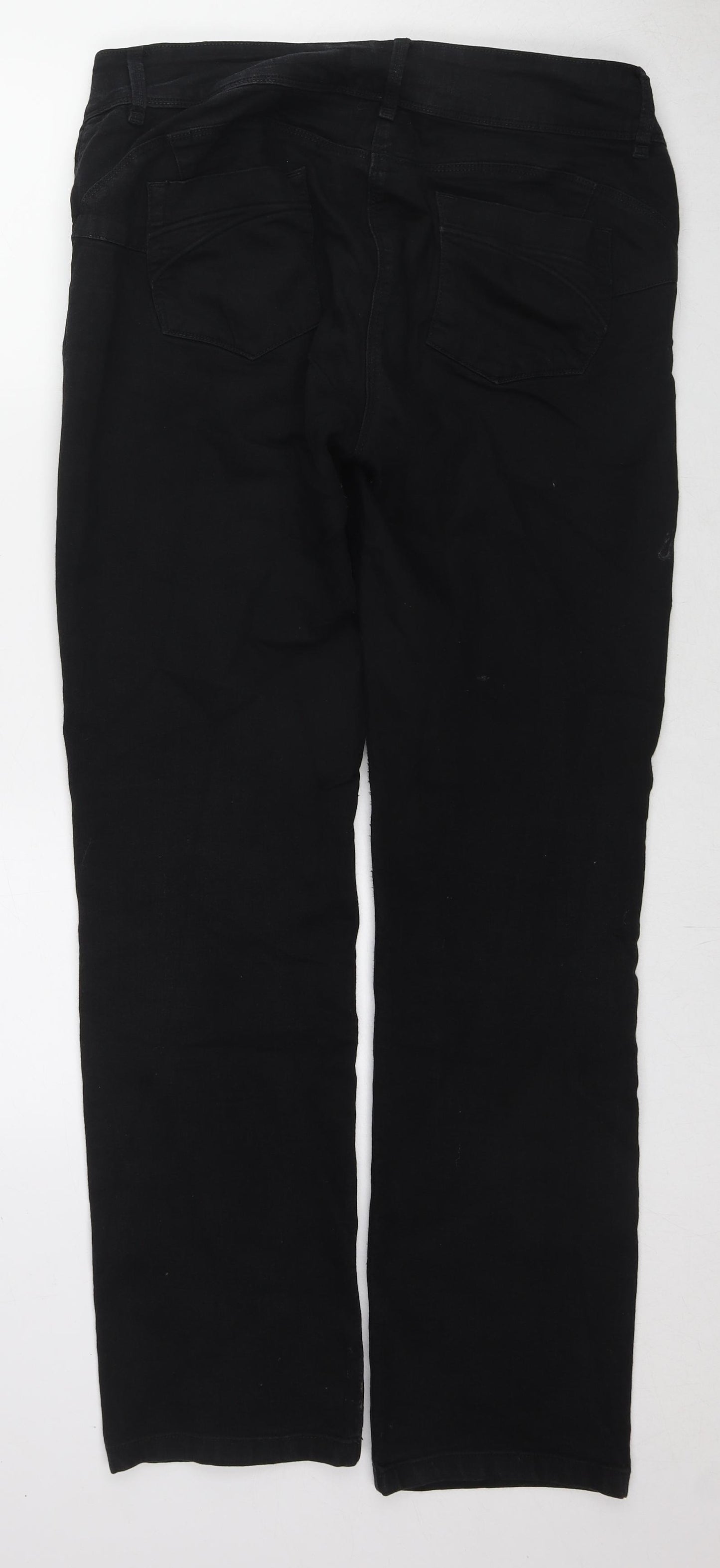 NEXT Womens Black Cotton Straight Jeans Size 16 L30 in Regular Zip