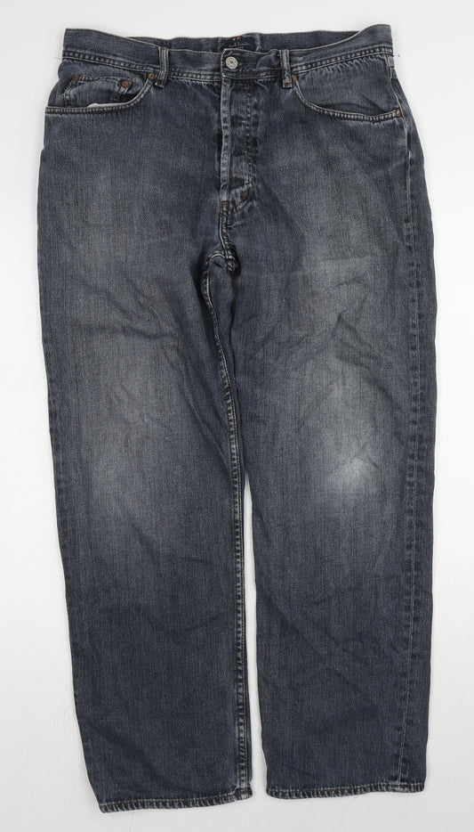 Paul Smith Mens Blue Cotton Straight Jeans Size 34 in L29 in Regular Zip