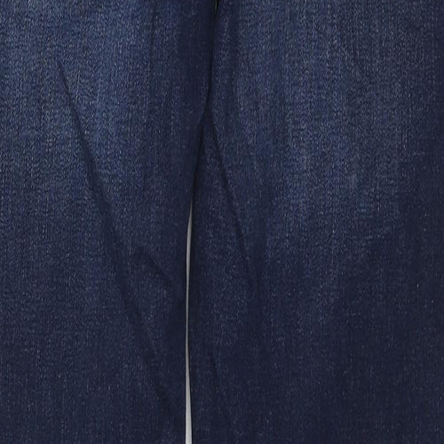 Marks and Spencer Womens Blue Cotton Straight Jeans Size 14 L29 in Regular Zip