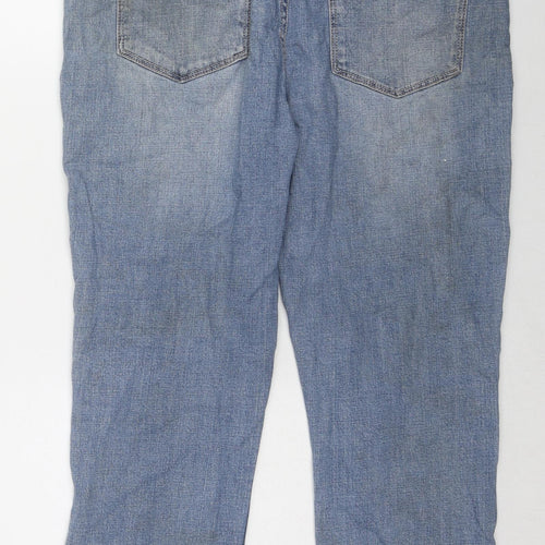 F&F Womens Blue Cotton Straight Jeans Size 14 L21 in Regular Zip