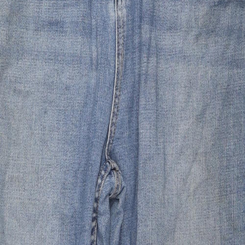 F&F Womens Blue Cotton Straight Jeans Size 14 L21 in Regular Zip