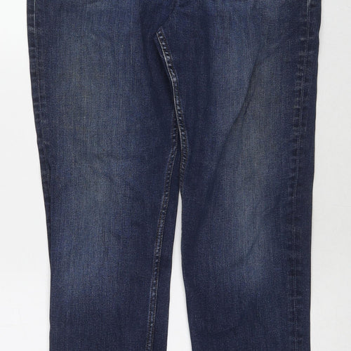 Marks and Spencer Womens Blue Cotton Straight Jeans Size 12 L27 in Regular Zip