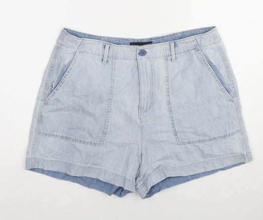 NEXT Womens Blue Cotton Mom Shorts Size 12 L3 in Regular Zip
