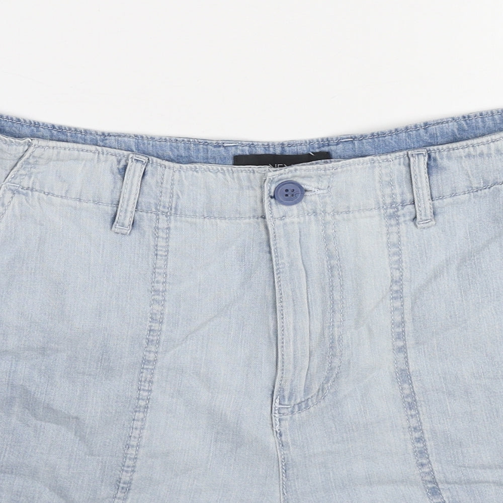 NEXT Womens Blue Cotton Mom Shorts Size 12 L3 in Regular Zip