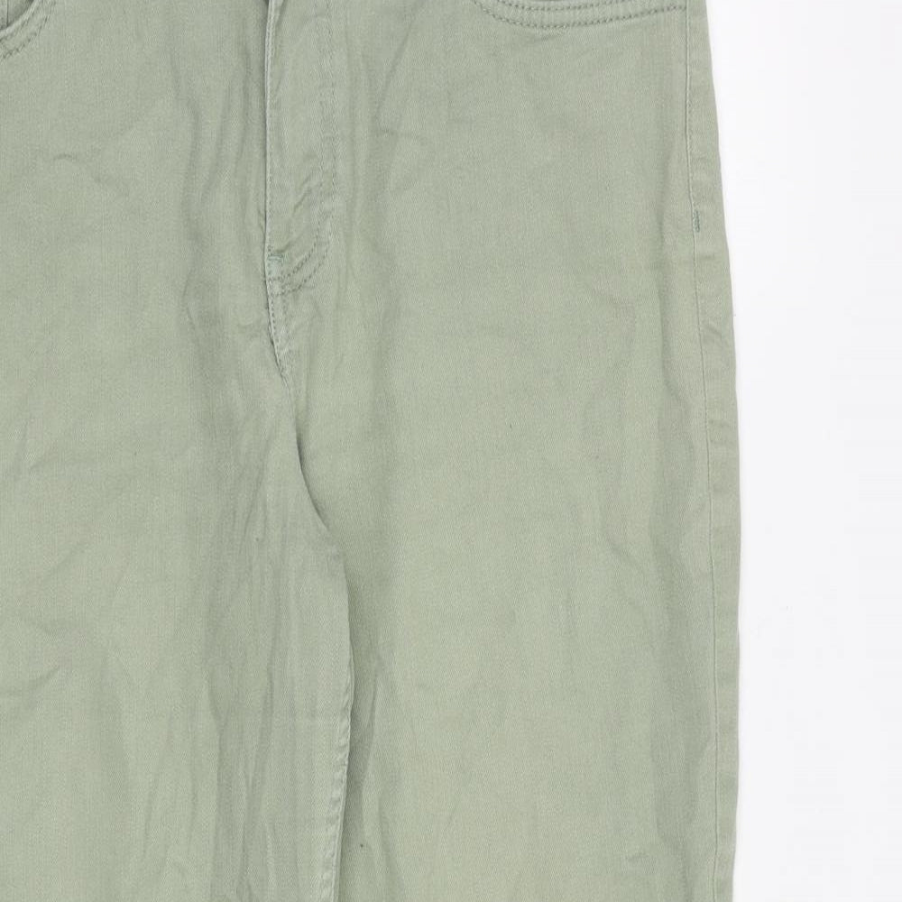TU Womens Green Floral Cotton Straight Jeans Size 12 L26 in Regular Zip
