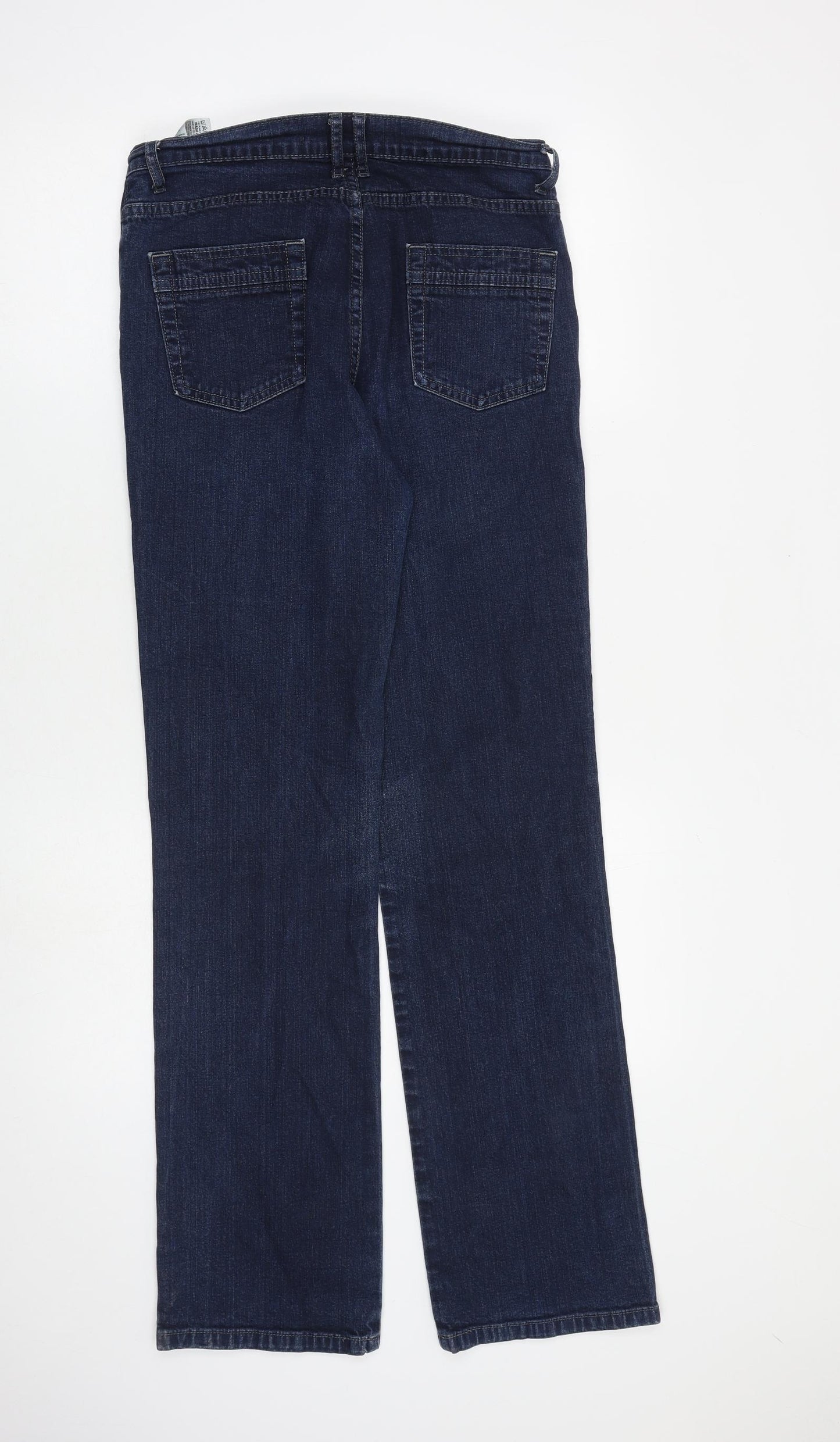 Marks and Spencer Womens Blue Cotton Straight Jeans Size 10 L32 in Regular Zip