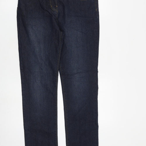 George Womens Blue Cotton Straight Jeans Size 12 L30 in Regular Zip