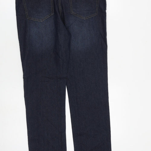 George Womens Blue Cotton Straight Jeans Size 12 L30 in Regular Zip
