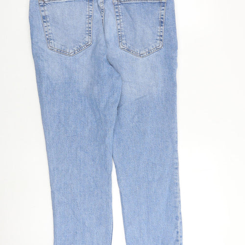 Mango Womens Blue Cotton Tapered Jeans Size 10 L27 in Regular Zip