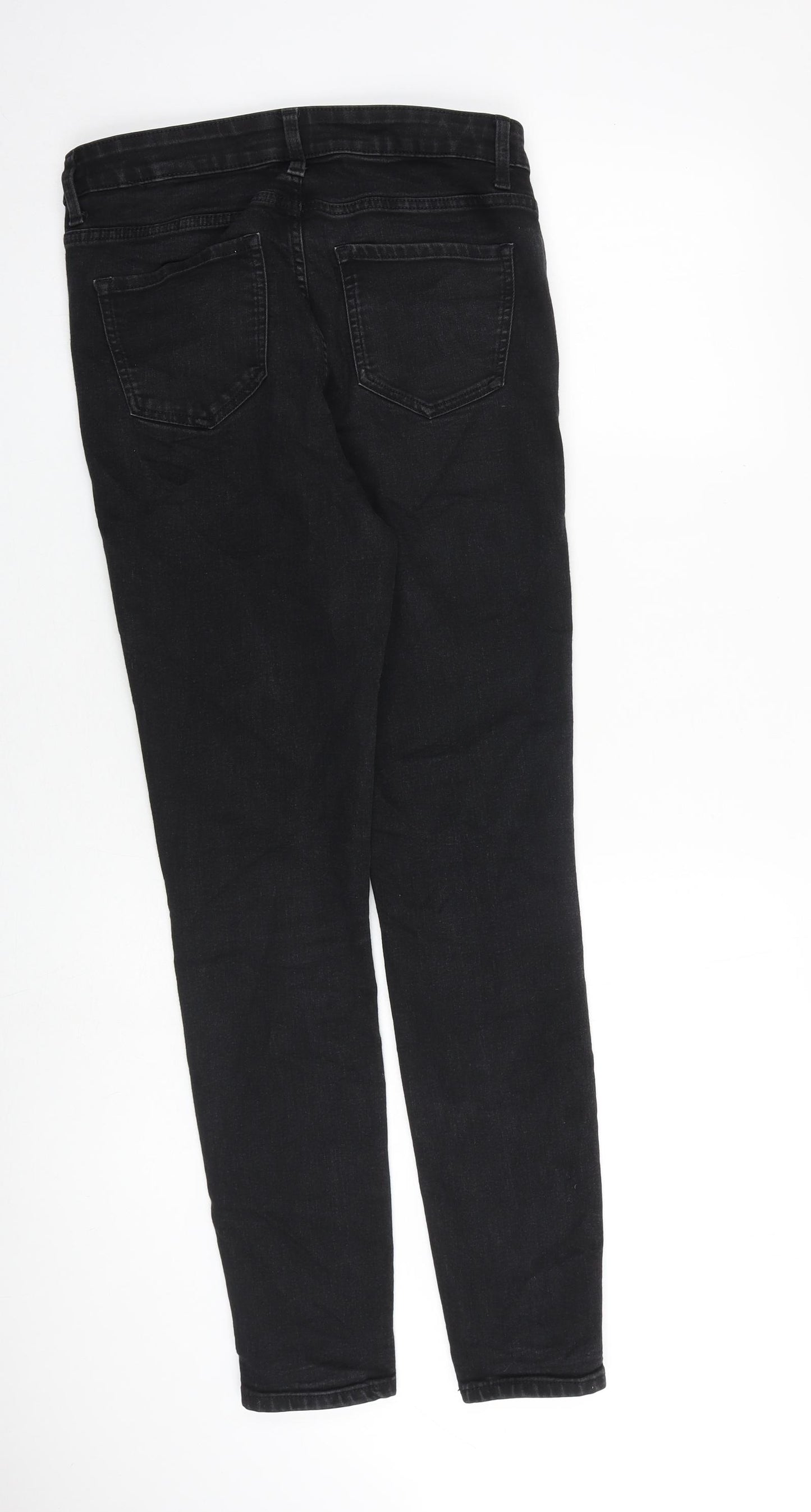 Marks and Spencer Womens Black Cotton Skinny Jeans Size 10 L29 in Slim Zip