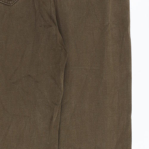 Marks and Spencer Mens Brown Cotton Trousers Size 36 in L33 in Regular Zip