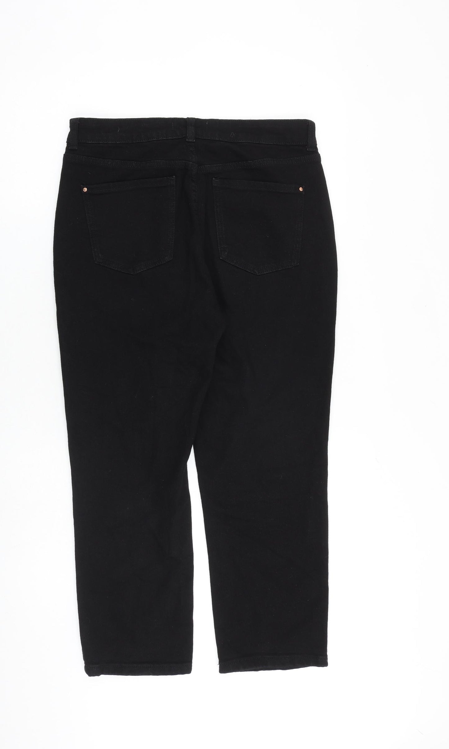 Dorothy Perkins Womens Black Cotton Cropped Jeans Size 12 L25 in Regular Zip