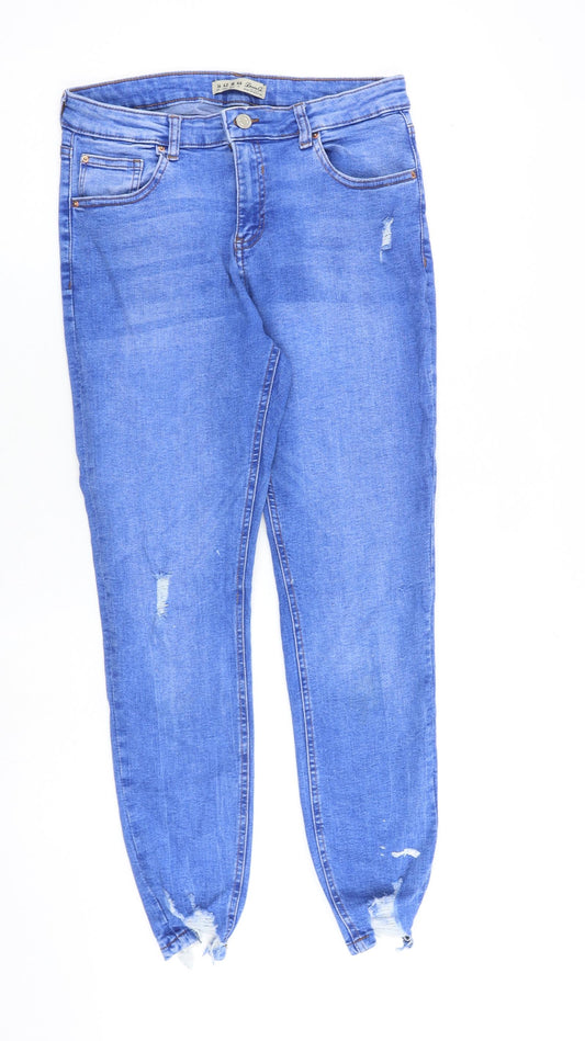 Denim & Co. Womens Blue Cotton Skinny Jeans Size 14 L27 in Regular Zip