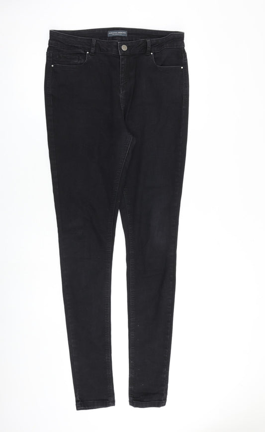 Dorothy Perkins Womens Black Cotton Skinny Jeans Size 14 L34 in Slim Zip