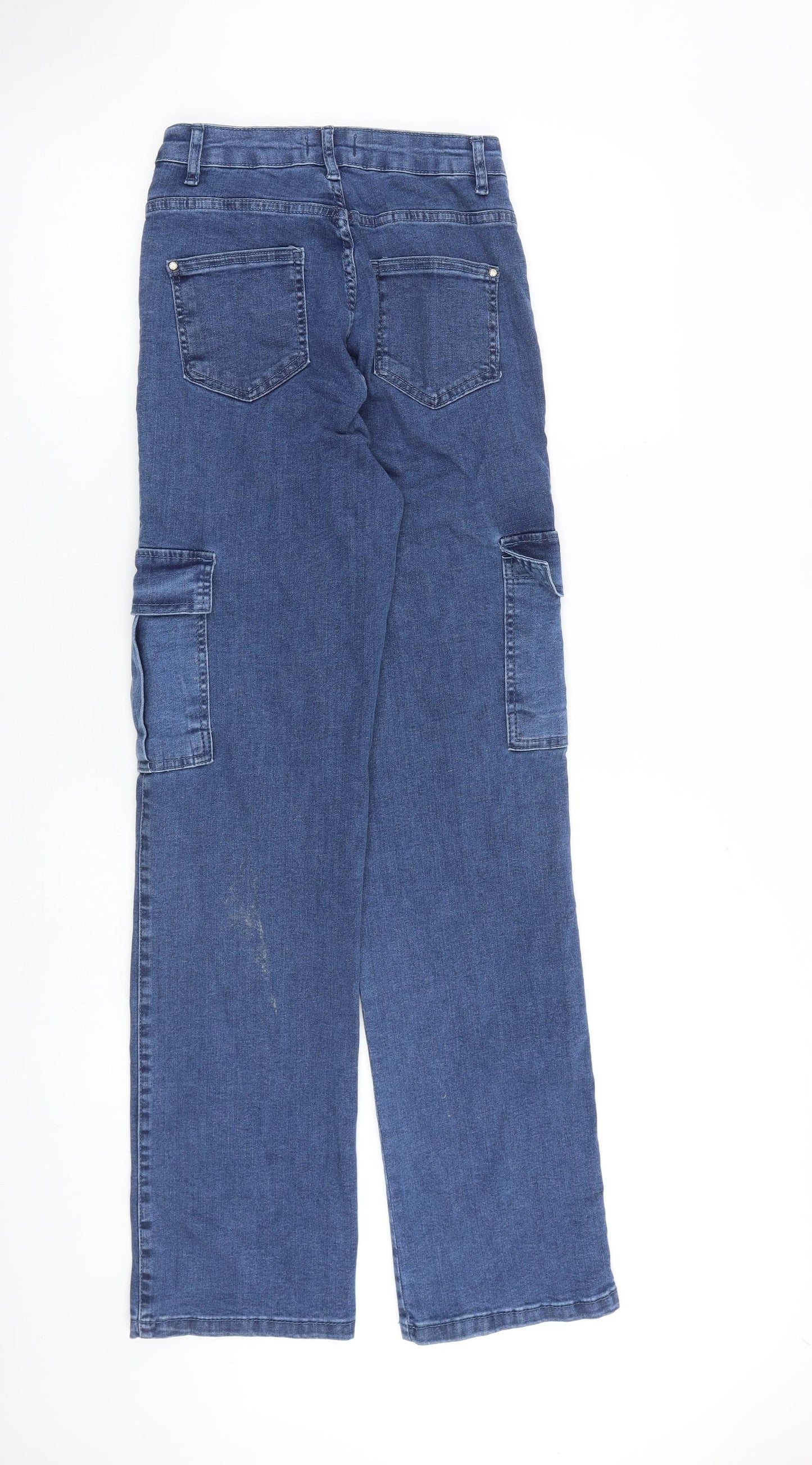Select Womens Blue Cotton Straight Jeans Size 8 L32 in Regular Zip - Cargo