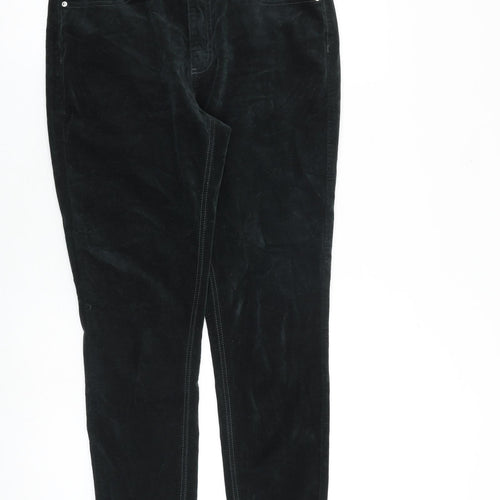NEXT Womens Green Cotton Trousers Size 10 L29 in Slim Zip