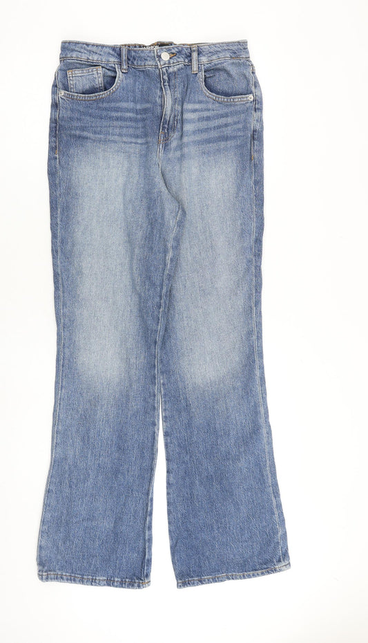 George Womens Blue Cotton Bootcut Jeans Size 12 L32 in Regular Zip