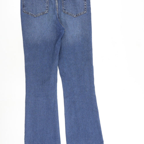 New Look Womens Blue Paisley Cotton Bootcut Jeans Size 10 L31 in Regular Zip