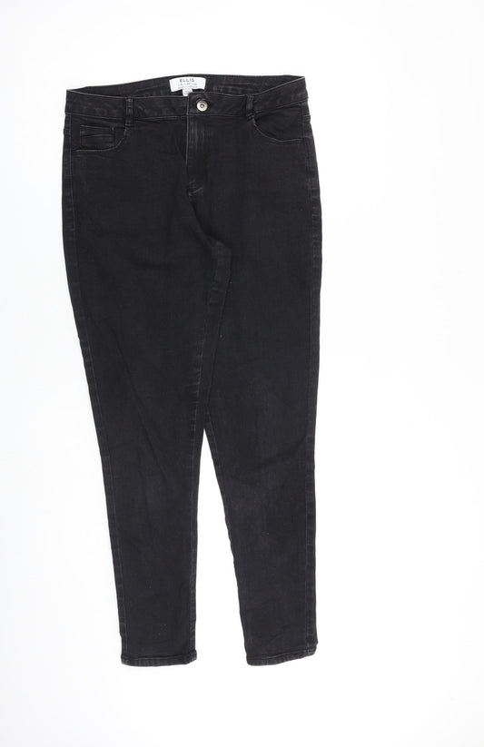 Dorothy Perkins Womens Grey Cotton Skinny Jeans Size 12 L28 in Slim Zip
