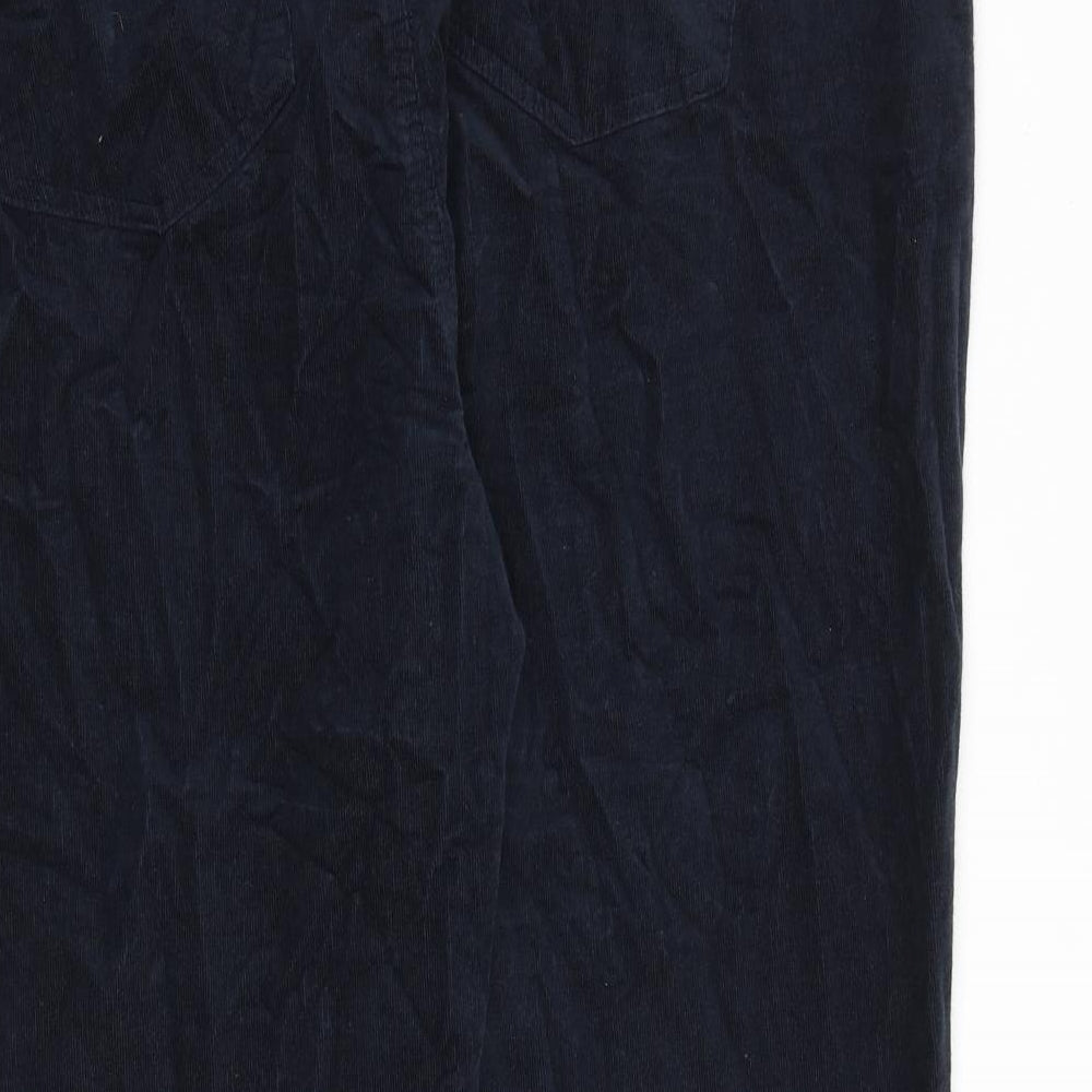 Marks and Spencer Womens Blue Cotton Trousers Size 24 L28 in Regular Zip
