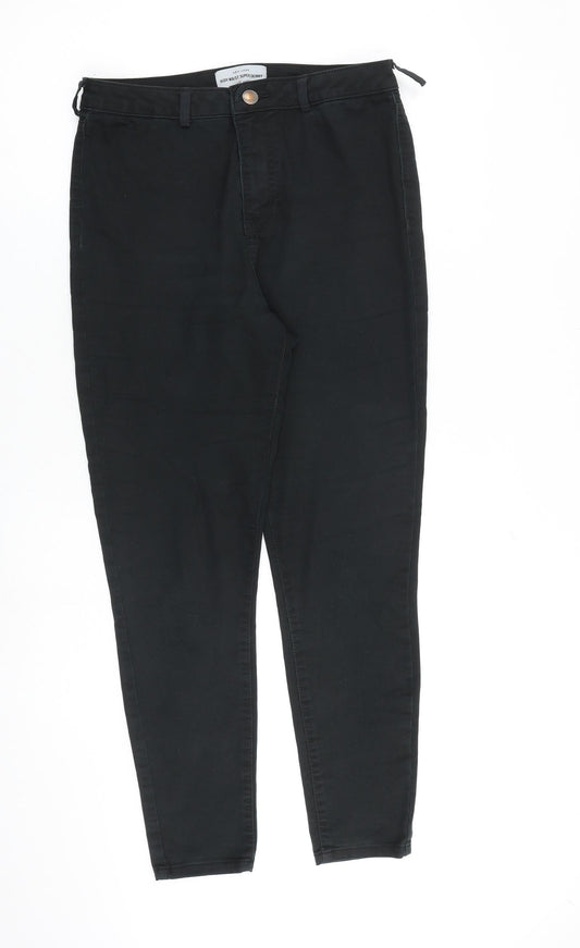 New Look Womens Black Cotton Skinny Jeans Size 12 L28 in Slim Zip