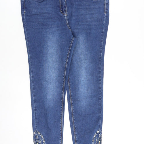 George Womens Blue Cotton Skinny Jeans Size 14 L27 in Slim Zip