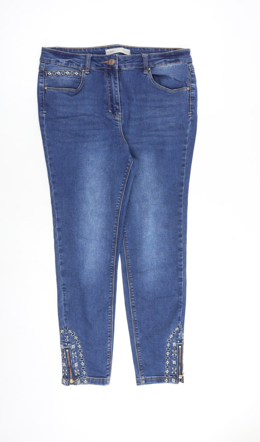 George Womens Blue Cotton Skinny Jeans Size 14 L27 in Slim Zip