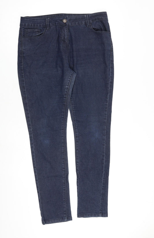 Papaya Womens Blue Cotton Skinny Jeans Size 14 L30 in Slim Zip