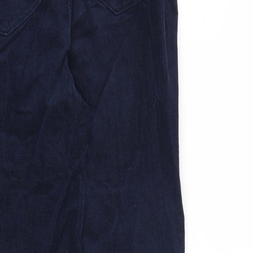 Marks and Spencer Womens Blue Cotton Trousers Size 14 L28 in Regular Zip
