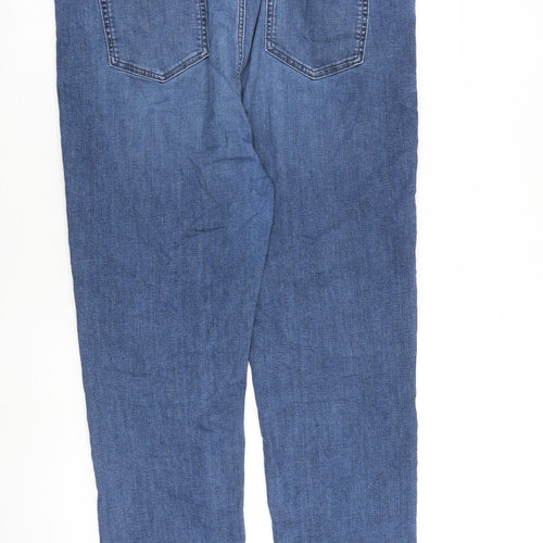 Marks and Spencer Womens Blue Cotton Straight Jeans Size 20 L27 in Regular Zip