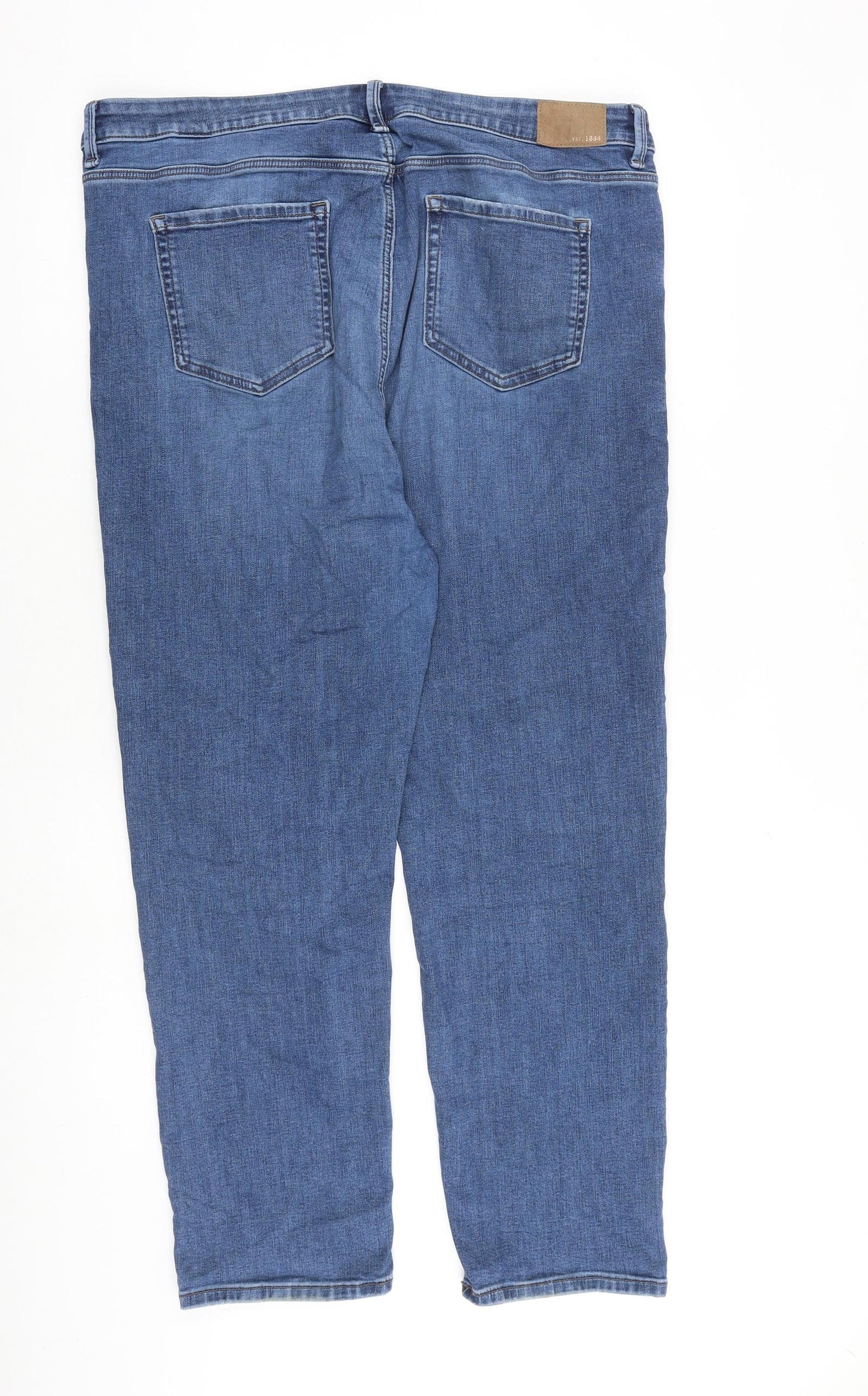 Marks and Spencer Womens Blue Cotton Straight Jeans Size 20 L27 in Regular Zip