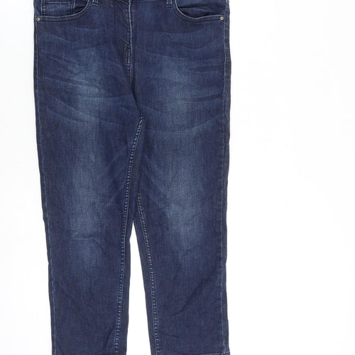 Debenhams Womens Blue Cotton Cropped Jeans Size 12 L23 in Regular Zip
