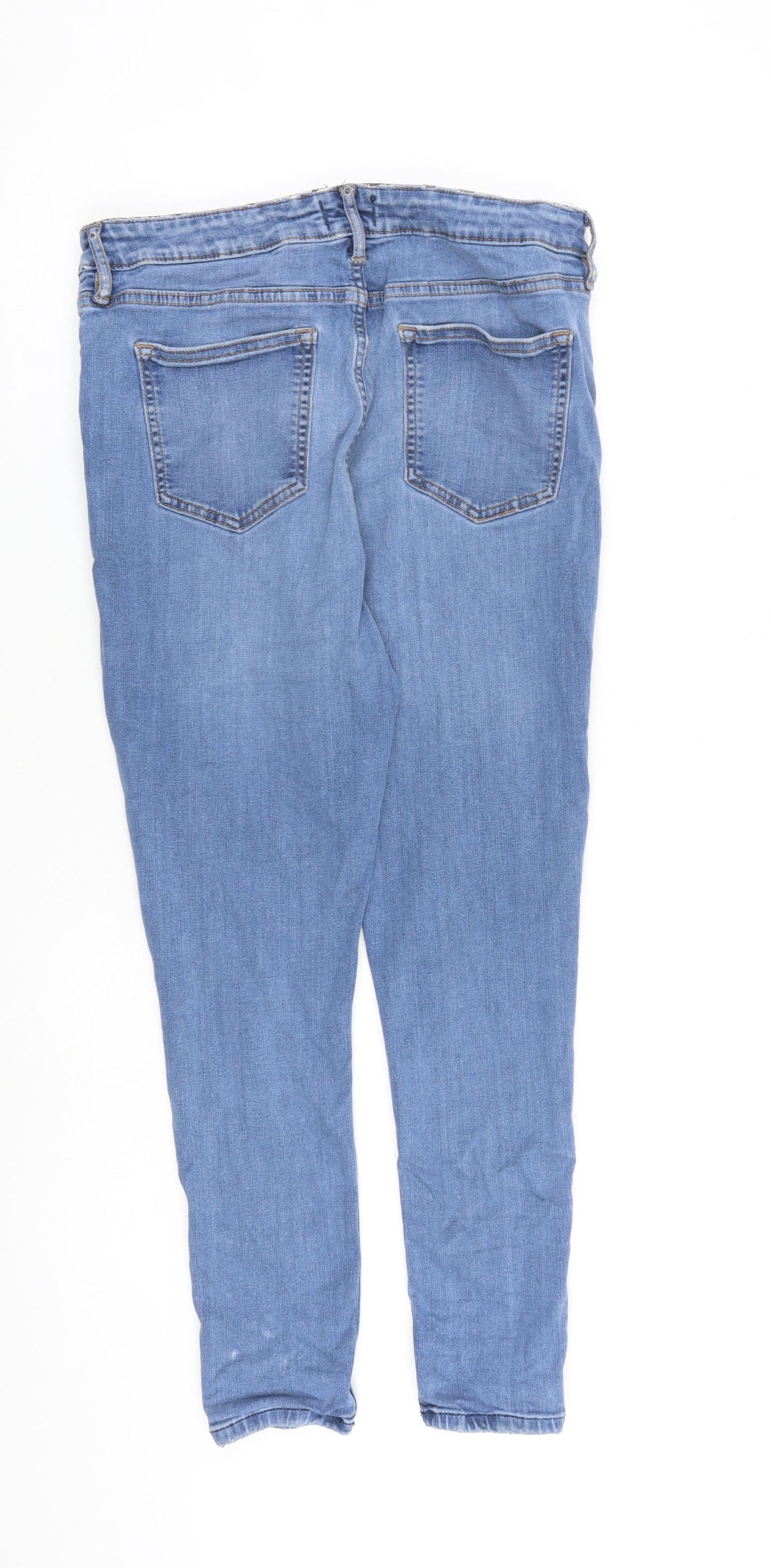 F&F Womens Blue Cotton Skinny Jeans Size 14 L24 in Regular Zip