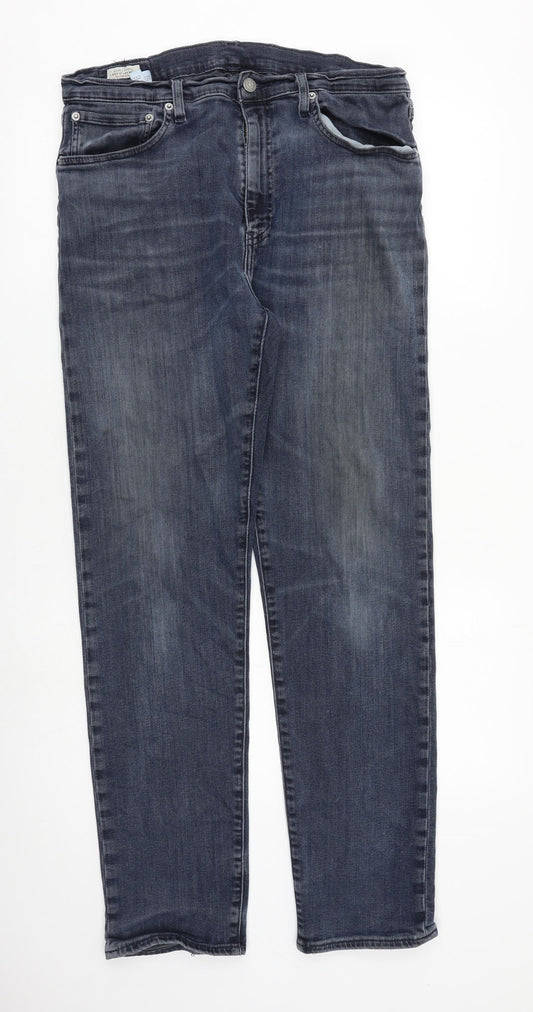 Levi's Mens Blue Cotton Straight Jeans Size 34 in L34 in Regular Zip