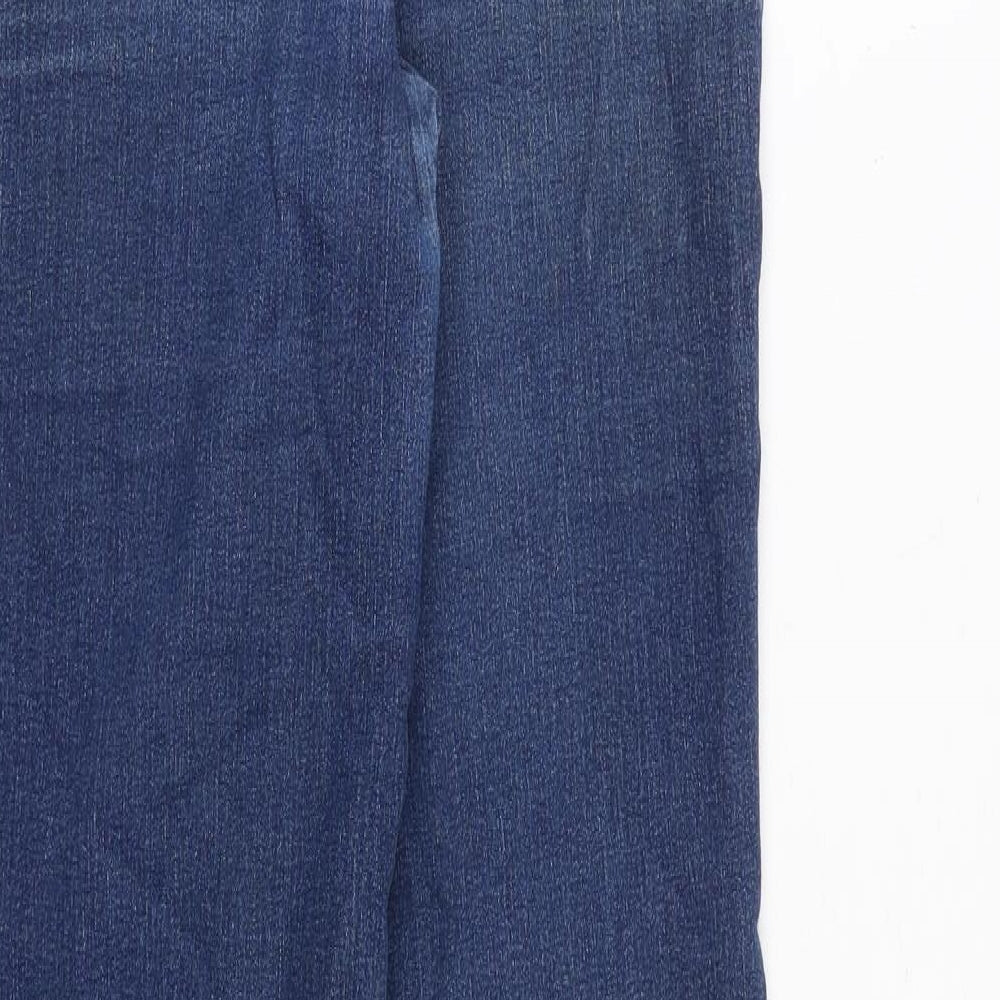 Marks and Spencer Womens Blue Cotton Bootcut Jeans Size 8 L30 in Regular Zip