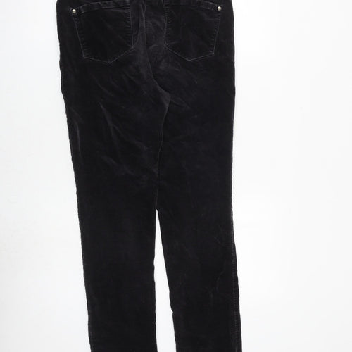 PURE Collection Womens Black Herringbone Cotton Trousers Size 12 L31 in Regular Zip