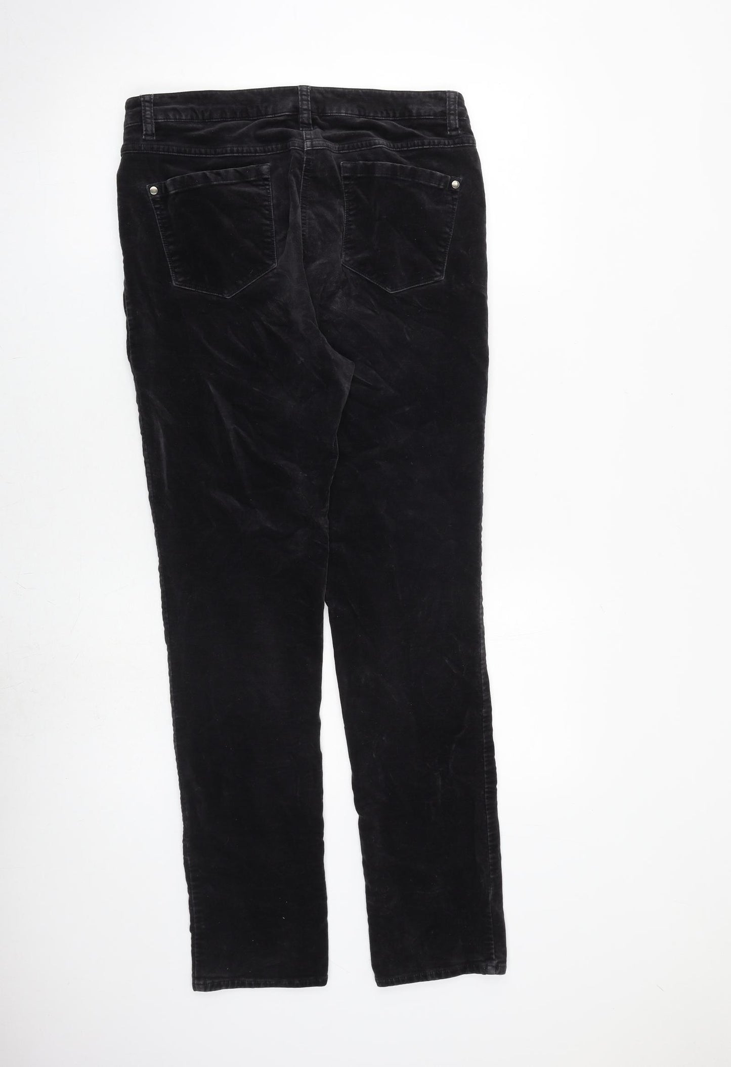 PURE Collection Womens Black Herringbone Cotton Trousers Size 12 L31 in Regular Zip
