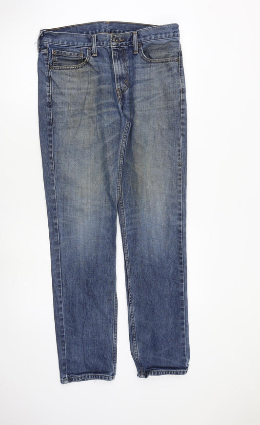 Levi's Mens Blue Herringbone Cotton Straight Jeans Size 32 in L32 in Regular Zip