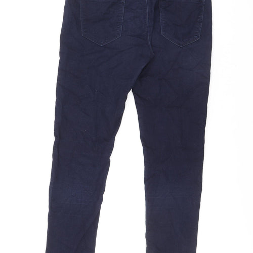 NEXT Womens Blue Herringbone Cotton Skinny Jeans Size 10 L26 in Regular Zip - Jegging Fit