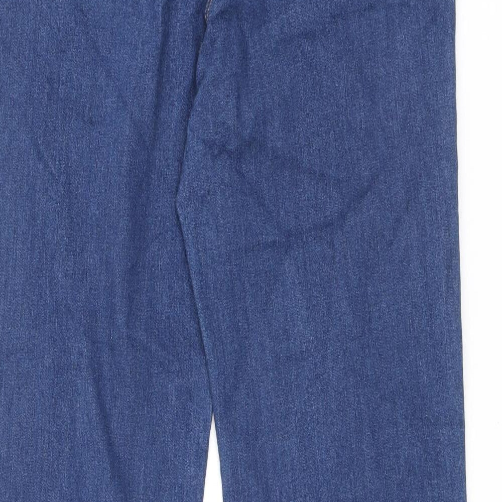 Cotton Traders Womens Blue Cotton Straight Jeans Size 14 L29 in Regular Button