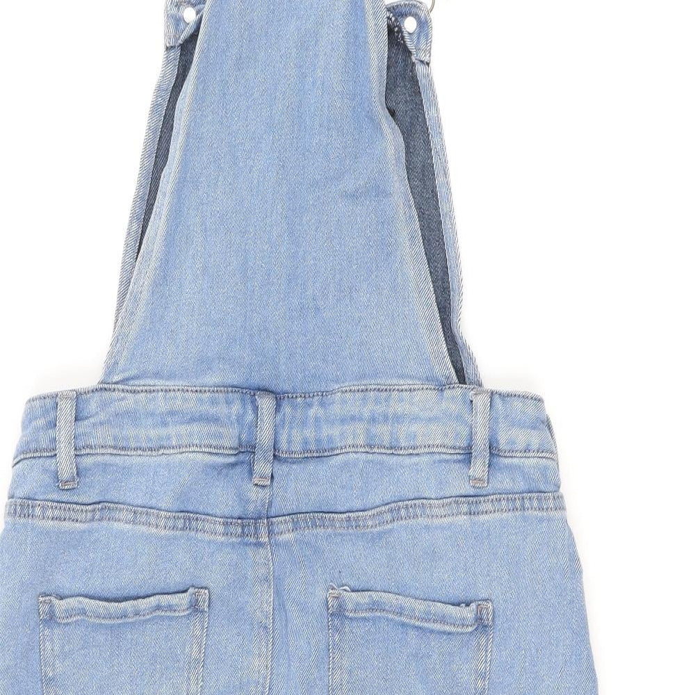 NEXT Womens Blue Cotton Pinafore/Dungaree Dress Size 12 Square Neck Buckle