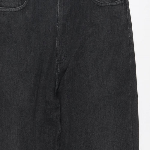 NEXT Mens Black Cotton Straight Jeans Size 34 in L31 in Relaxed Zip